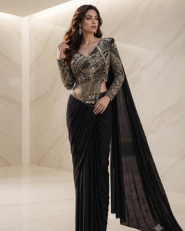 Pre-Stitched Lycra Saree in Black