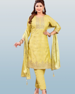 Light yellow silk pant suit