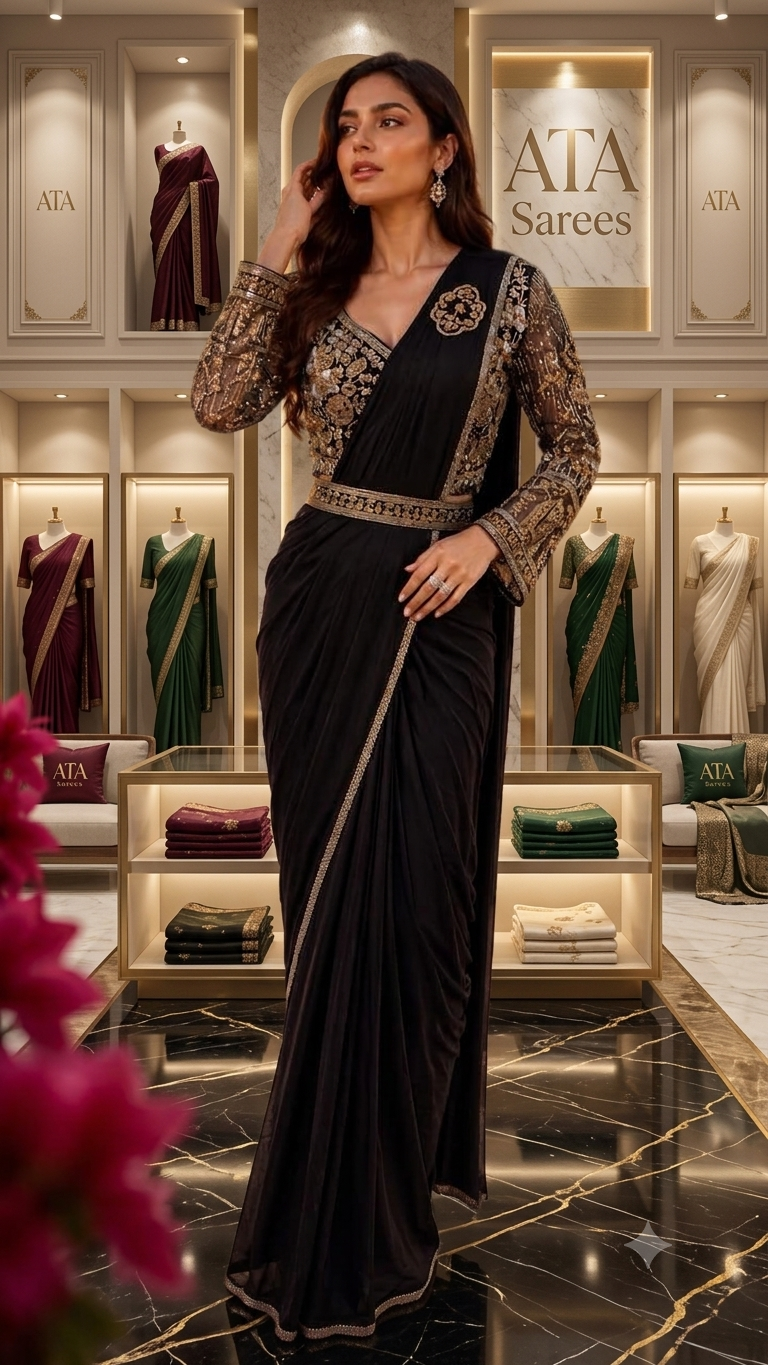 Lycra Party Wear Ready To Wear Sarees with Embellished Ready-Made Blouse - Image 2