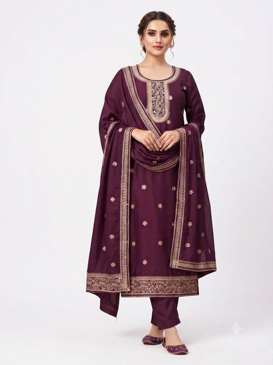Vichitra Silk Kutra Set - Image 2