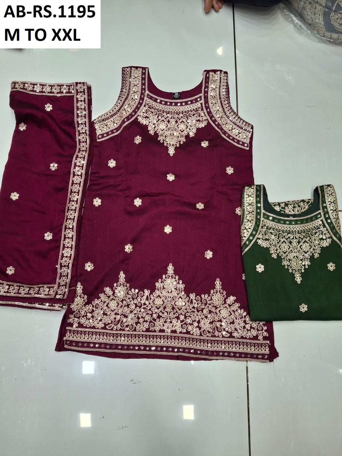 Silk Kurta with Sharara & With Dupatta - Image 7