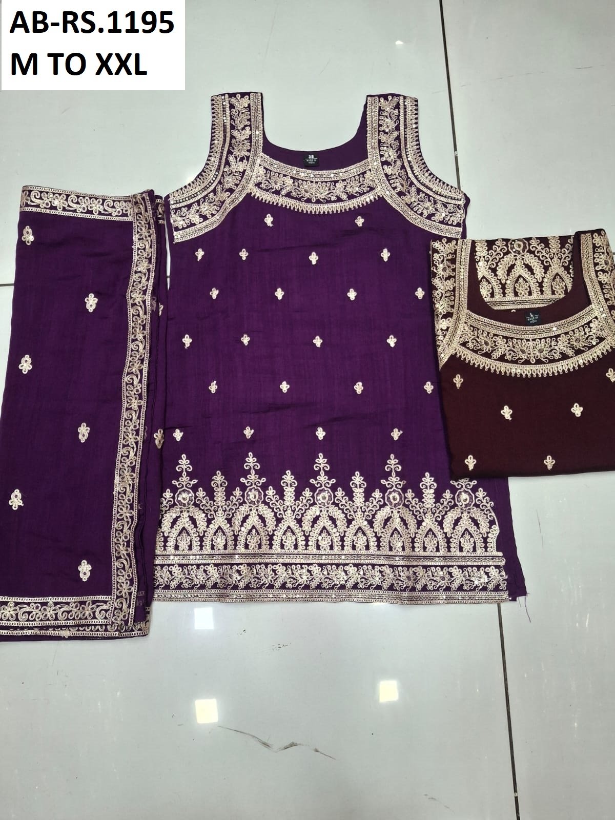Silk Kurta with Sharara & With Dupatta - Image 9