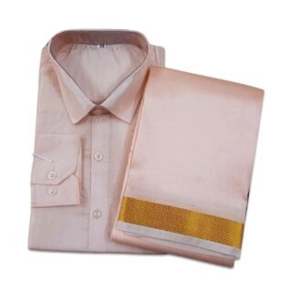 Men’s Wear Pattu Shirt and Veshti  Combo set -PINK (Copy)
