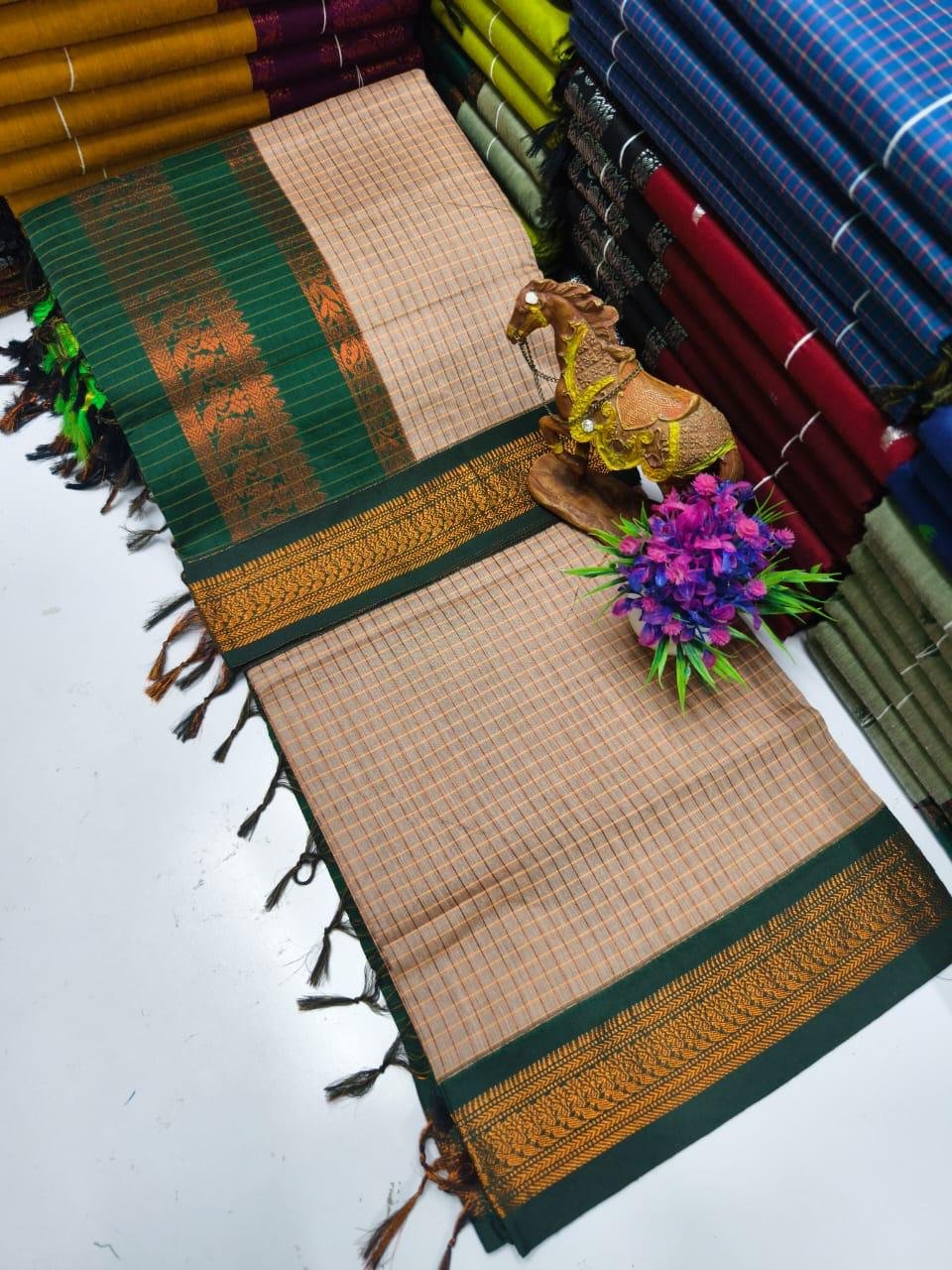Pure Arani Cotton Sarees Checked - Image 5
