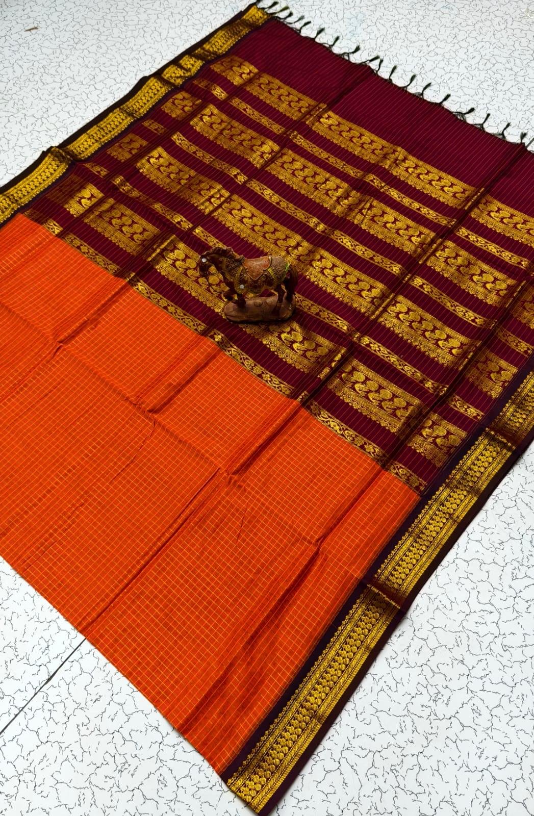 Pure Arani Cotton Sarees Checked - Image 2