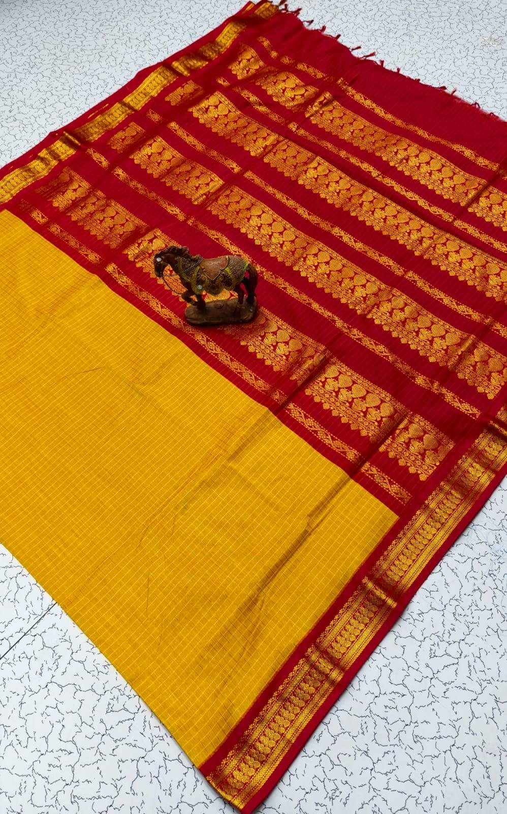 Pure Arani Cotton Sarees Checked - Image 4