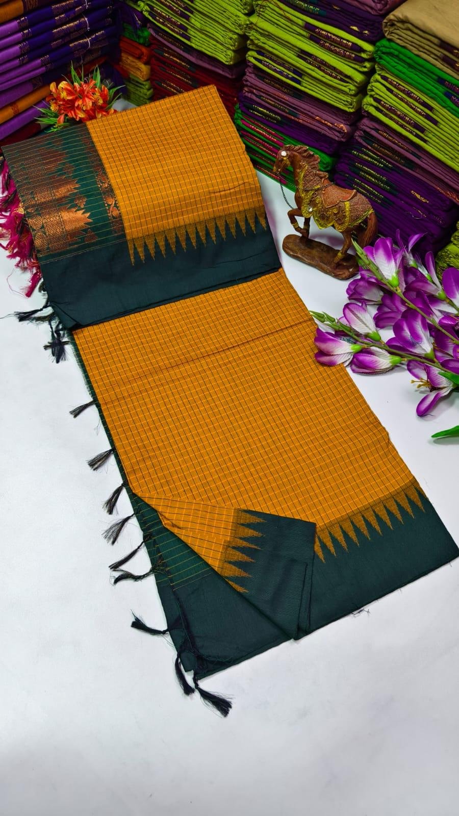 Pure Arani Cotton Sarees Checked - Image 10