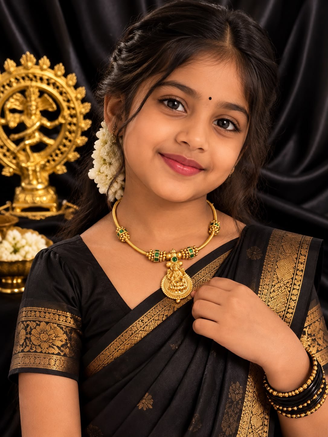 Temple choker necklace featuring a Lakshmi medallion pendant