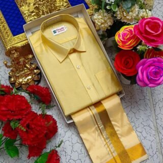 Traditional South Indian men's Veshti & Shirt compo